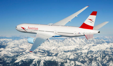 austrian airlines above mountains