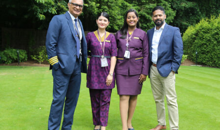 La tripulación del Vistara en los premios mundiales de aerolíneas