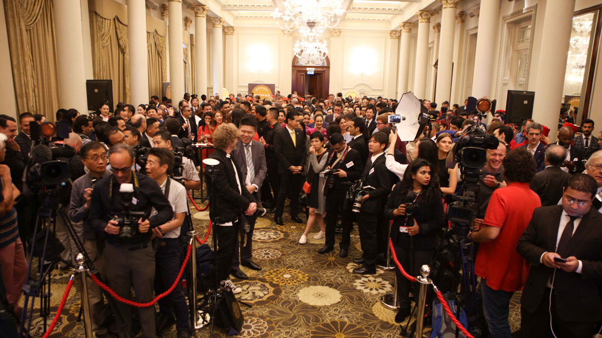 media assemble before the awards